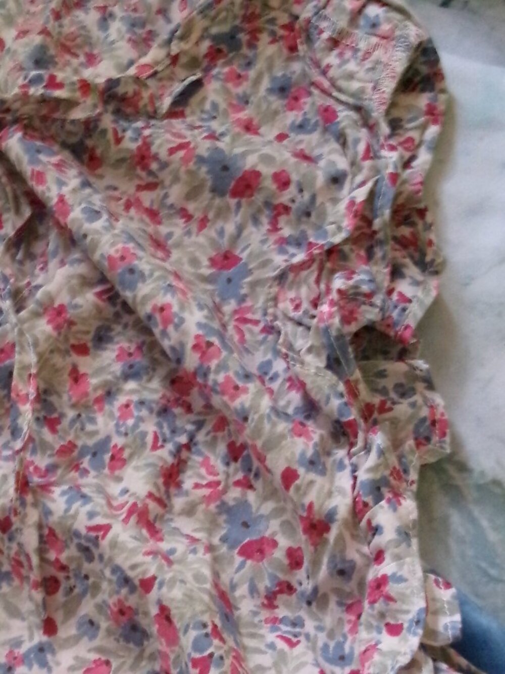 NWT BB Dakota Steve Madden XXL Floral Ruffle Sleeve. Tie Front Top - Picture 5 of 7